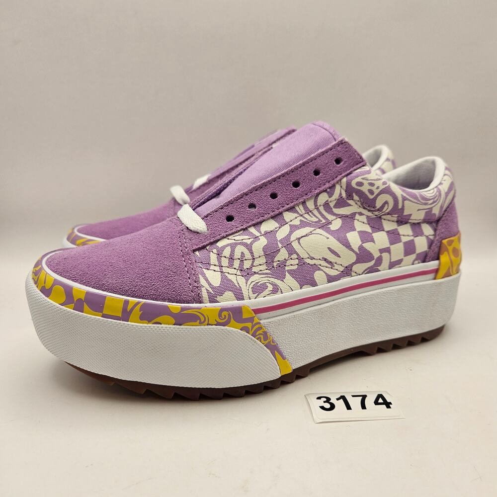 VANS WOMEN'S 6 OLD SKOOL STACKFORM PURPLE PSYCHEDELIC PLATFORM SNEAKERS NWOB